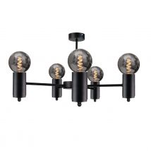 Arde Multi Arm Semi Flush Ceiling Light Black, 60cm, 5x E27