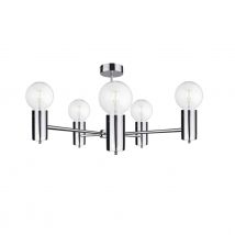 Arde Multi Arm Semi Flush Ceiling Light Silver, 60cm, 5x E27