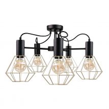 Lars Multi Arm Semi Flush Ceiling Light Black, 60cm, 5x E27