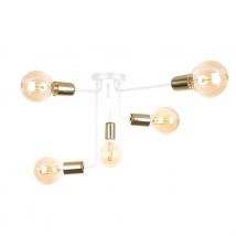 Nixon Multi Arm Semi Flush Ceiling Light White, Gold, 50cm, 5x E27