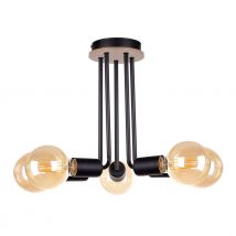 Venna Multi Arm Semi Flush Ceiling Light Wood, Black, 30cm, 5x E27