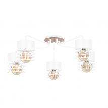 Casa Multi Arm Semi Flush Ceiling Light White, Wood, 70cm, 5x E27