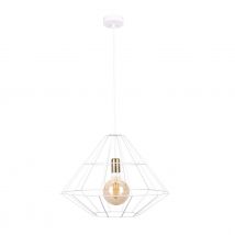 Kira Wire Frame Pendant Ceiling Light White, Gold, 52cm, 1x E27