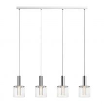 Contemporary LED Bar Pendant Ceiling 4 Cylindrical Light Chrome, Glass 3000K