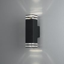 Pollux Outdoor Modern Up Down 4 Line Wall Light Black 2x GU10, IP44