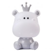 Hippo Integrated LED Childrens Table Lamp, Grey