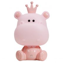 Hippo Integrated LED Childrens Table Lamp, Pink