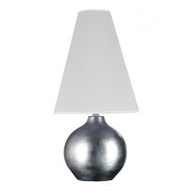 Ceramica Table Lamp With Round Tapered Shade, Silver, White