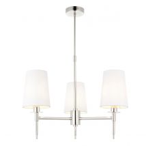 Florence Multi Arm Shade Pendant Ceiling Lamp, Bright Nickel Plate, Vintage White Fabric