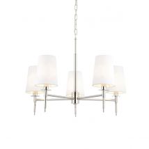 Florence Multi Arm Shade Pendant Ceiling Lamp, Bright Nickel Plate, Vintage White Fabric