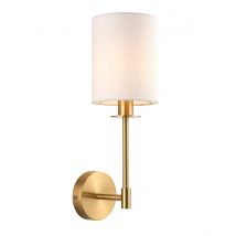Pistoia Shade Wall Lamp, Satin Brass Plate, Vintage White Fabric