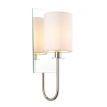 Pisa Shade Wall Lamp, Bright Nickel Plate, Vintage White Fabric