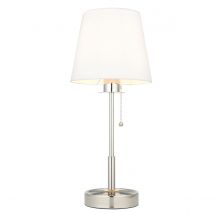 Florence Base & Shade Table Lamp, Bright Nickel Plate, Vintage White Fabric