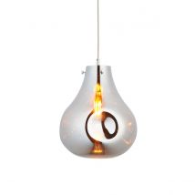 Perugia Single Pendant Ceiling Lamp, Chrome Metallic Glass, Chrome Plate