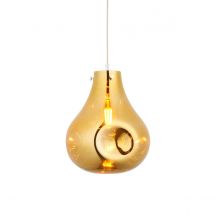 Perugia Single Pendant Ceiling Lamp, Gold Metallic Glass, Chrome Plate