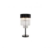 Poland Table Lamp 3 Light E14, Matt Black, Clear Sculpted Glass