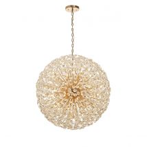 Salisbury Ceiling Pendant 1m Sphere 48 Light G9 French Gold, Crystal