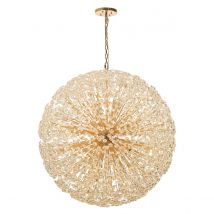 Salisbury Ceiling Pendant 1.5m Sphere 84 Light G9 French Gold, Crystal