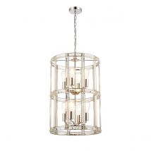 Vestal Medium Round Column Ceiling Pendant, 8 Light E27, Polished Nickel