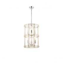 Vestal Small Round Column Ceiling Pendant, 6 Light E27, Polished Nickel