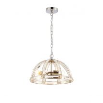 Vestal Medium Dome Ceiling Pendant, 3 Light E27, Polished Nickel