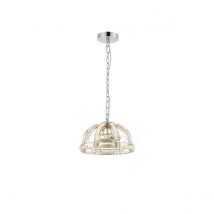 Vestal Small Dome Ceiling Pendant, 2 Light E27, Polished Nickel