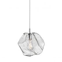 Rock Pendant Ceiling Light, Chrome, Glass, 1x E27