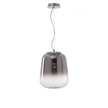 Oliverio 25cm Globe Pendant Ceiling Light Smoke Glass Chrome Aluminium LED E27