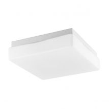 Cube 20cm Flush Ceiling Light White Opal Glass LED E27 IP44