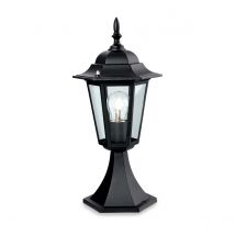 1 Light 6 Panel Lantern - Pillar Black IP43, E27