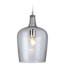 Glass 1 Light Dome Ceiling Pendant Chrome, Clear Glass, E27