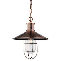 Crescent 1 Light Wire Ceiling Pendant Antique Copper, E27