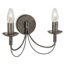 Regency 2 Light Indoor Candle Wall Light Antique Silver, E14