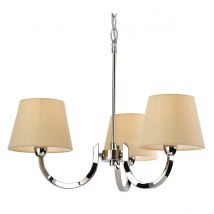 Fairmont Multi Arm Chandelier 3 Light Polished Stainless Steel, Cream Linen Shade, E14