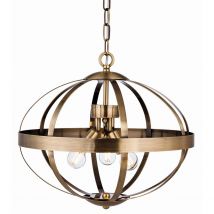 Healey 3 Light Cage Ceiling Pendant Antique Brass, E14