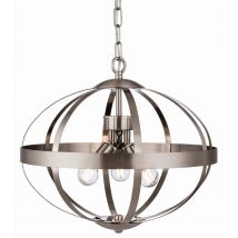 Healey 3 Light Cage Ceiling Pendant Brushed Steel, E14
