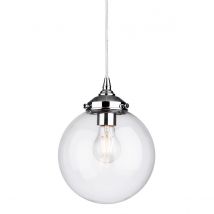 Seville 1 Light Globe Ceiling Pendant Chrome with Clear Glass, E27