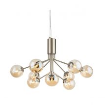 Montana 9 Light Globe Fitting Antique Brass with Amber Glass