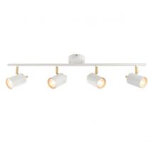 Gull 4 Light Spotlight Matt White Paint, Satin Brushed Gold, GU10