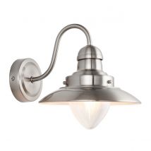 Mendip 1 Light Indoor Dome Wall Light Clear Glass, Satin Nickel, E14