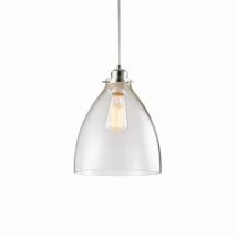 Elstow Ceiling Pendant Light Chrome, Clear Glass, E27