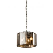 Clooney 4 Light Ceiling Pendant Slate Grey Gloss Paint, Smoke Cut Glass, E14