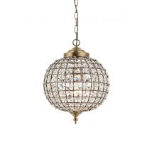 Tanaro 1 Light Ceiling Globe Pendant Antique Brass, Glass, E27