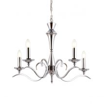 Kora 5 Light Multi Arm Ceiling Pendant Candle Chrome, E14