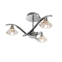 Langella 3 Light Semi Flush Multi Arm Ceiling Light Chrome, Clear Crystal, G9