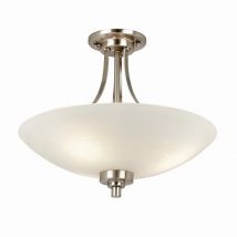Welles 3 Light Flush Ceiling Light White, Satin Chrome, E27