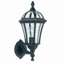Drayton 1 Light Outdoor Wall Up Lantern Clear Glass, Black Paint IP44, E27