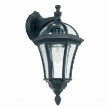 Drayton 1 Light Outdoor Wall Lantern Clear Glass, Black Paint IP44, E27