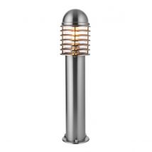 Louvre Outdoor Bollard Light Polished Stainless Steel, Clear Polycarbonate IP44, E27