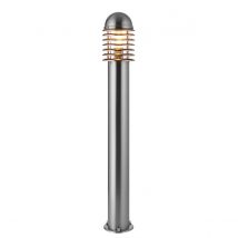 Louvre Outdoor Tall Bollard Light Polished Stainless Steel, Clear Polycarbonate IP44, E27